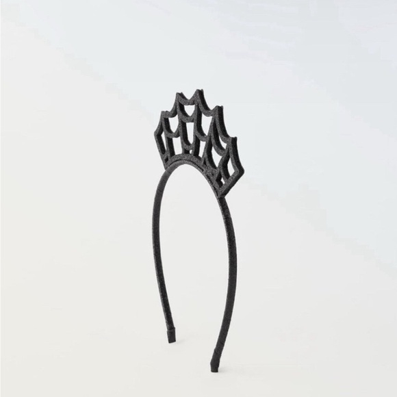 NWT Zara girls kids Black glitter spider web Crown Headband Halloween costume - Picture 1 of 5